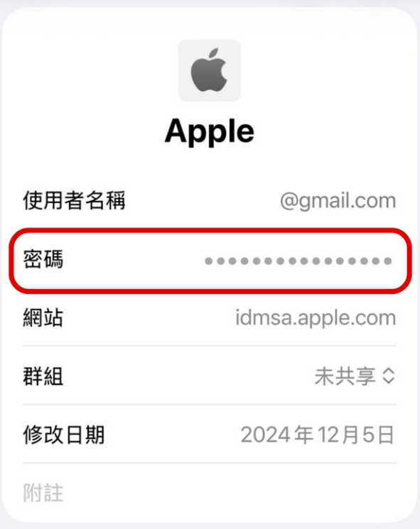 图片描述:iPhone隐藏的密码栏