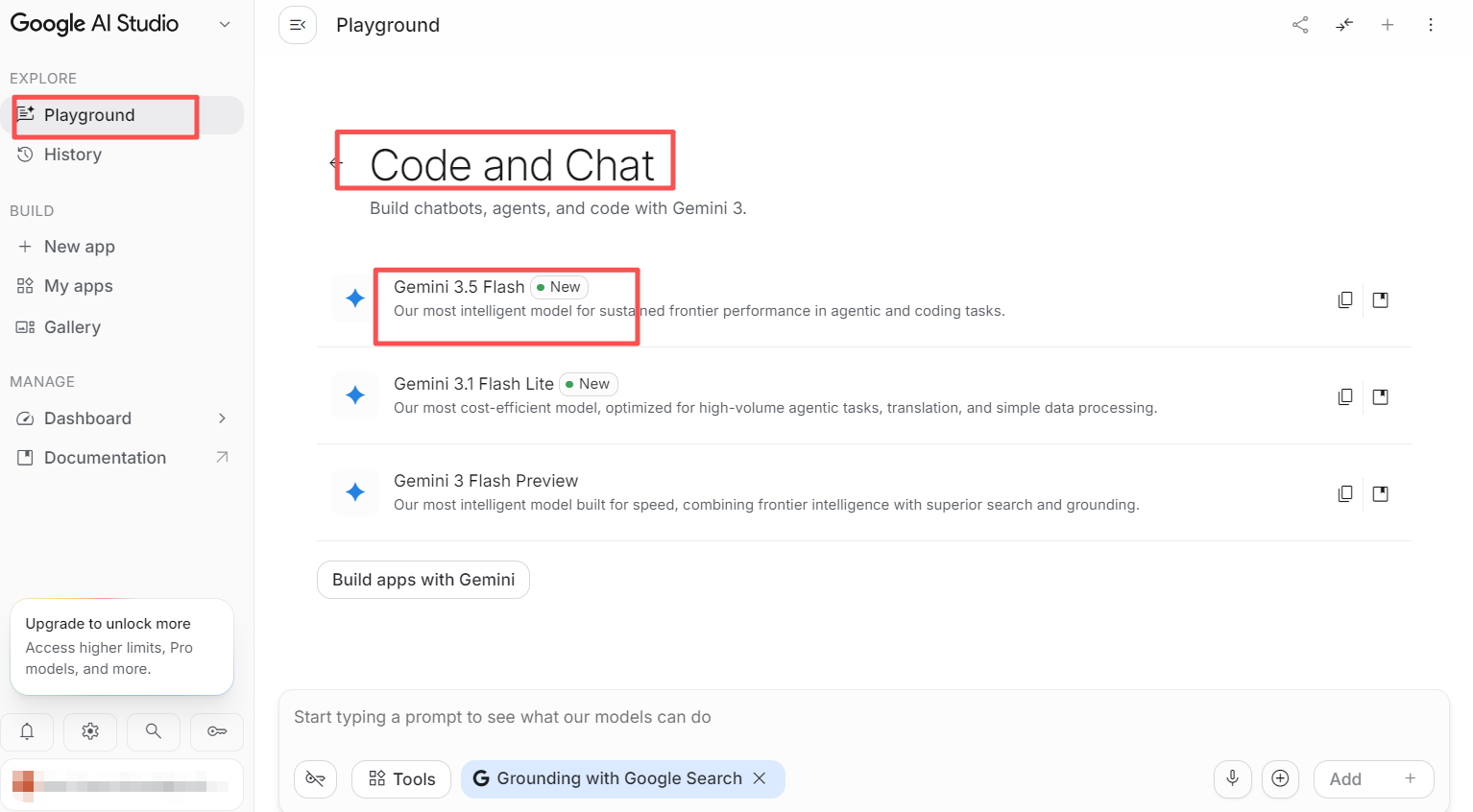 图片描述:Google AI Studio chat界面